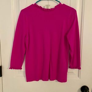 Kate Spade Hot Pink Wool Sweater with Ruffle Trim